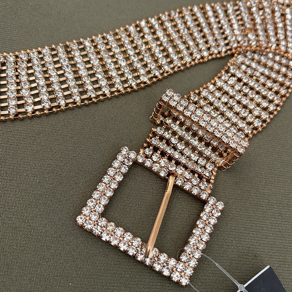 RUE 21  Gorgeous Gold Rhinestone  bling cristals Belt S/M